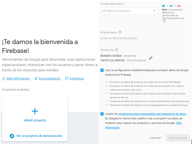 Añadir proyecto Firebase