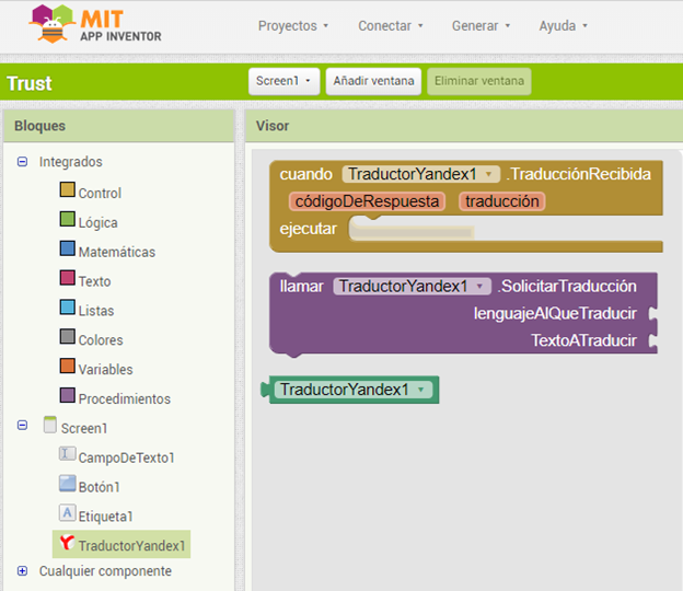 Funciones de Yandex App Inventor