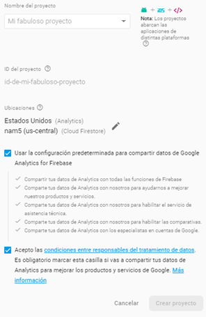 Añadir proyecto Firebase IoT