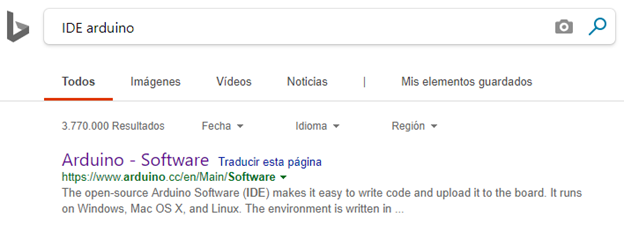 Descarga IDE Arduino desde Bing IoT