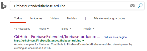 Buscar en Bing Firebase librería IoT