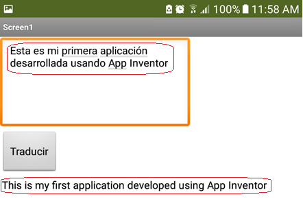 Simulación de traductor App Inventor