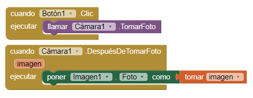 Bloques cámara celular App Inventor