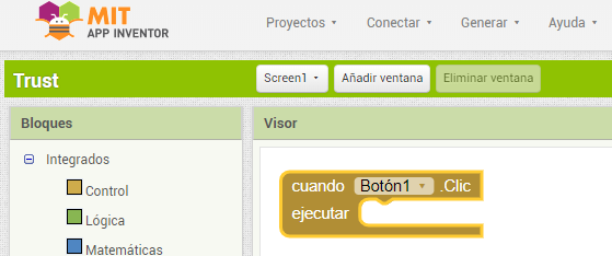 Agregar función de boton a visor App Inventor