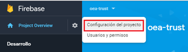 Ir a configuración del proyecto firebase