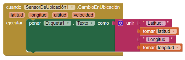 Bloques de GPS App Inventor