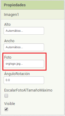 Agregar imagen propiedades App Inventor