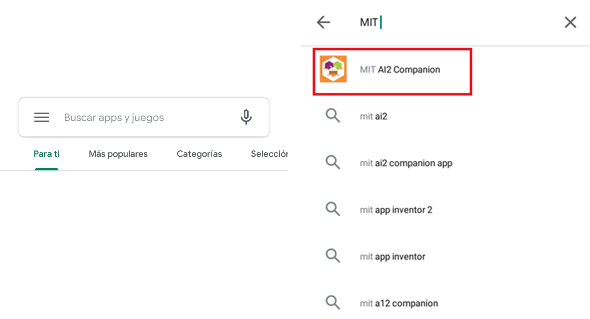 Buscar ai companion en play store App Inventor