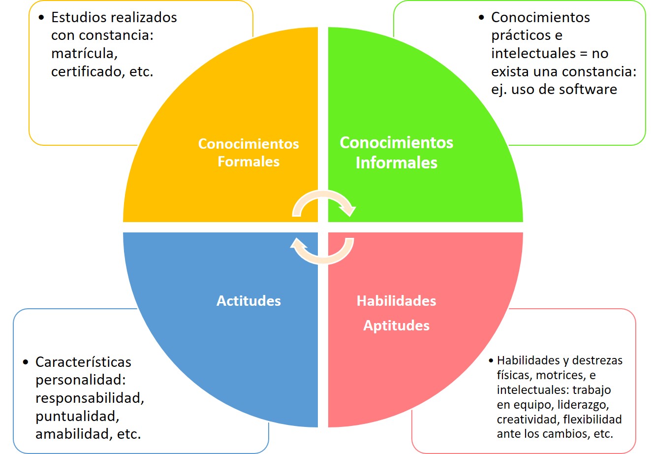 Cuadro sobre conocimientos, habilidades y actitudes