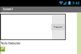 Screen de traductor con imagen vacia