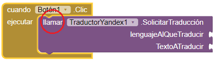 Encajar función botón y yandex App Inventor