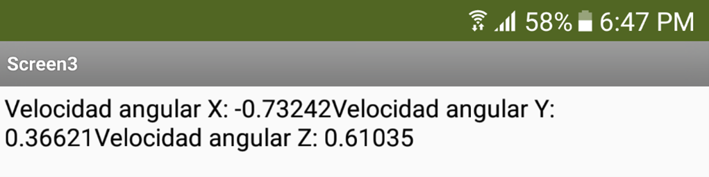 Imprimier coordenadas de giroscopio App Inventor