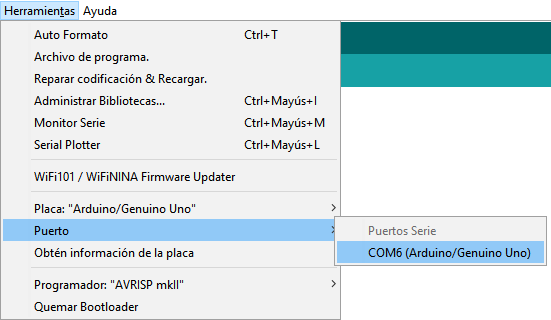 Identificar puerto COM Arduino UNO IDE IoT