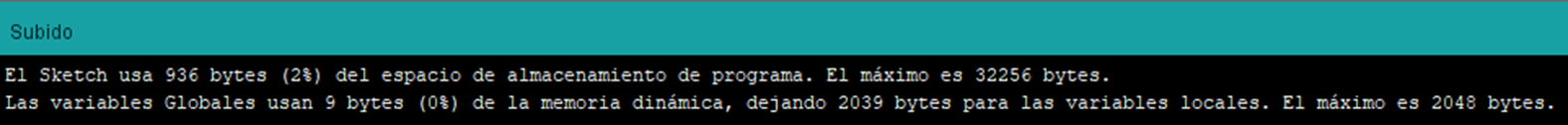 Confirmación de código subido a Arduino UNO IoT